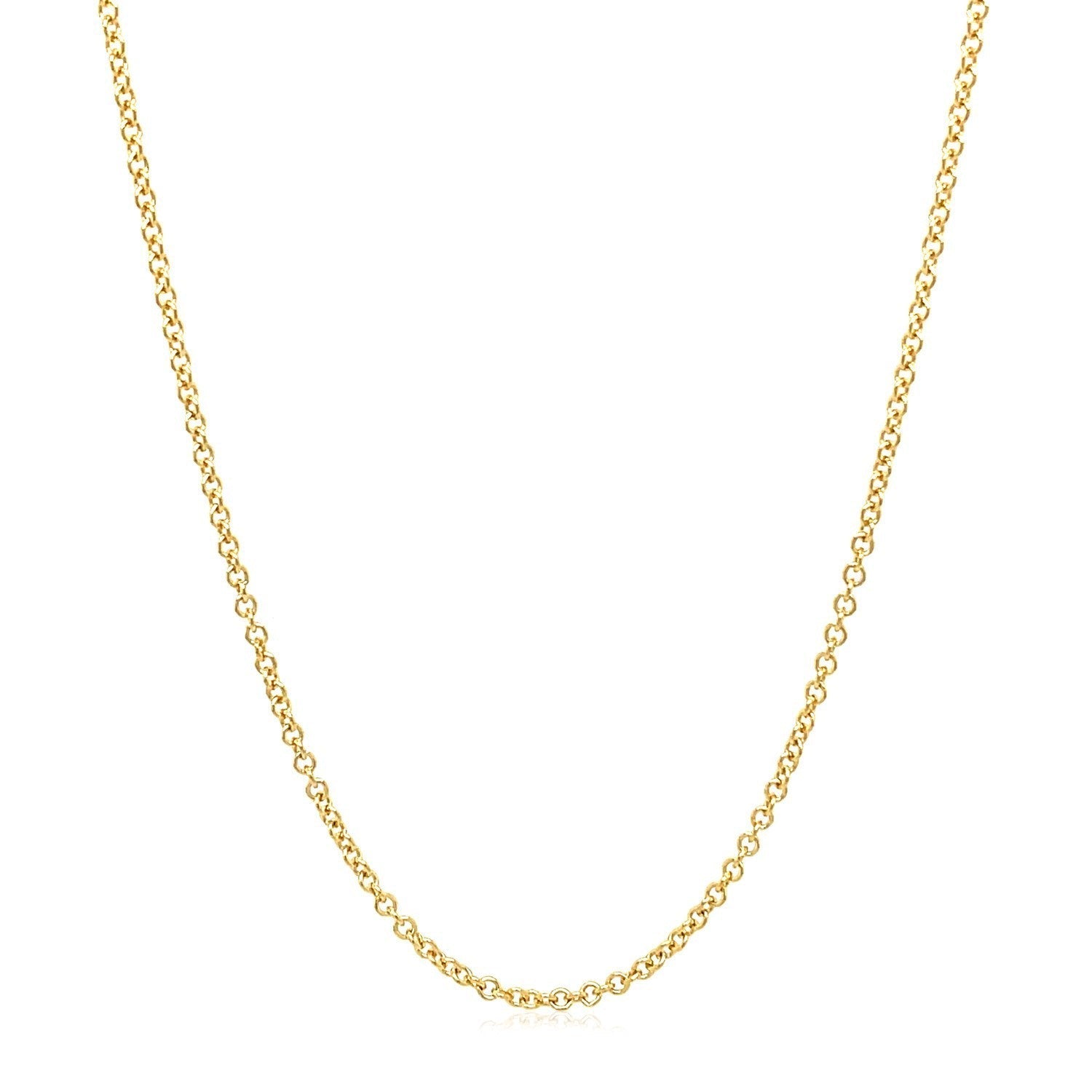 14k Yellow Gold Round Cable Link Chain 1.5mm  DestGlow
