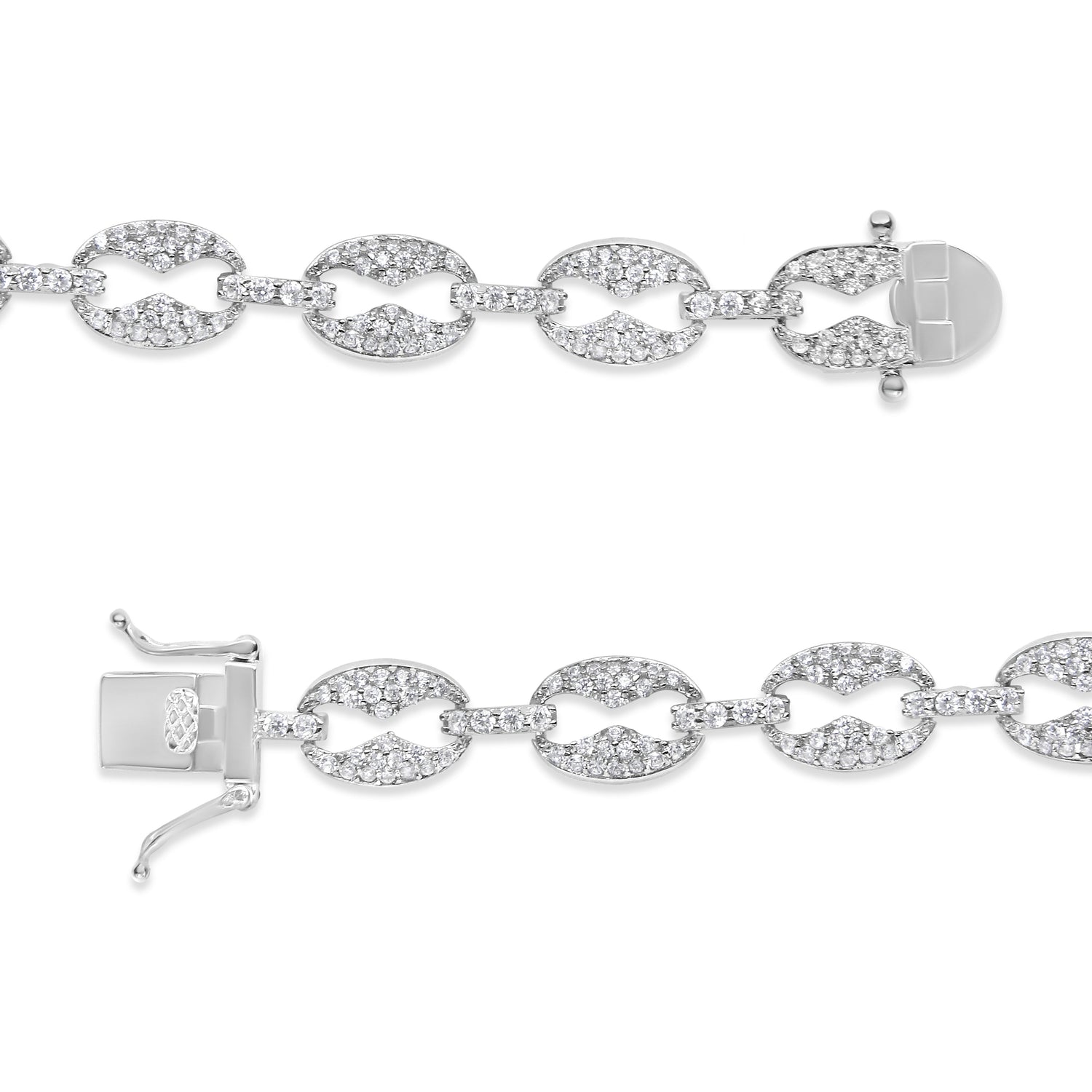 14K White Gold 1 1/2 Cttw Round Diamond Set Link Bracelet (I-J Color, I1-I2 Clarity) - 7" by Bids.com
