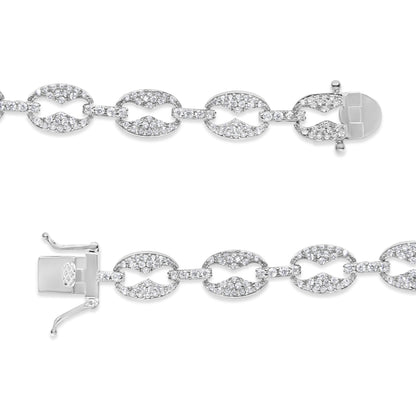 14K White Gold 1 1/2 Cttw Round Diamond Set Link Bracelet (I-J Color, I1-I2 Clarity) - 7" by Bids.com