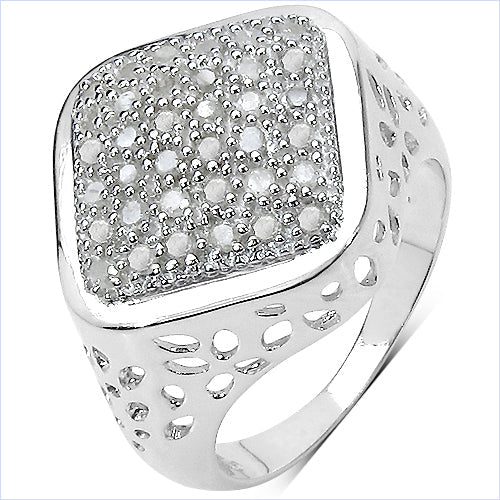 0.54 Carat Genuine White Diamond .925 Sterling Silver Ring by Bids.com