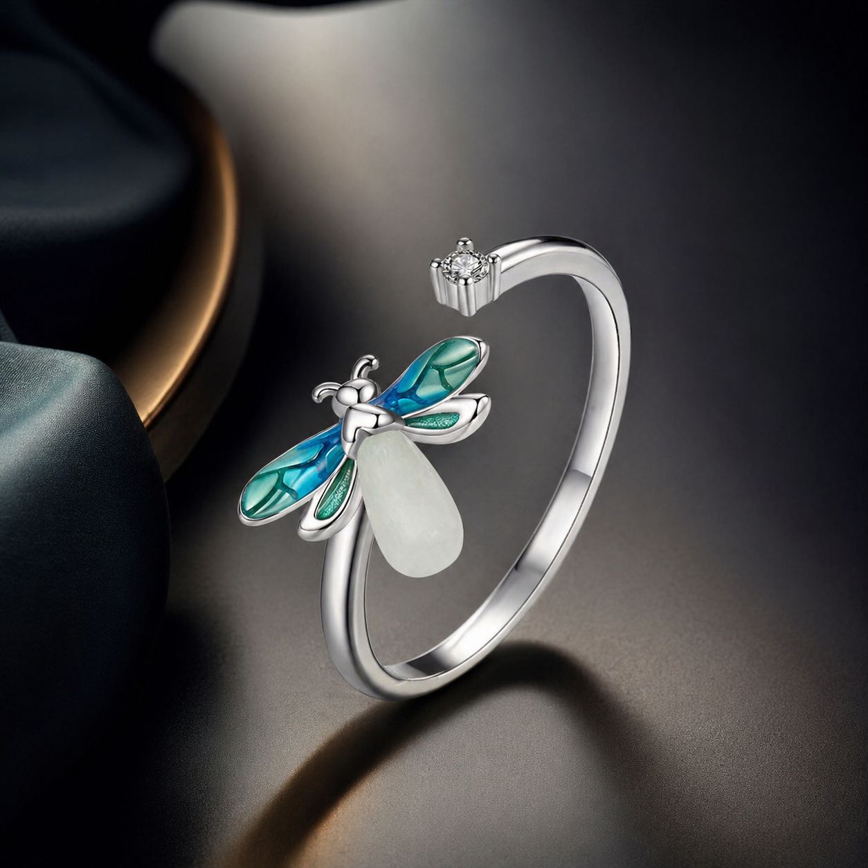 925 Sterling Silver White Gold Plated Enamel Pavé Setting CZ Ring  DestGlow
