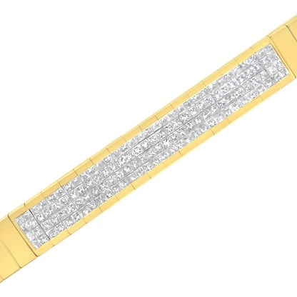 14K Yellow Gold 3 5/8 cttw Invisible Set Princess-Cut Diamond ID Tennis Bracelet (I-J Color, SI1-SI2 Clarity) - Size 7" by Bids.com