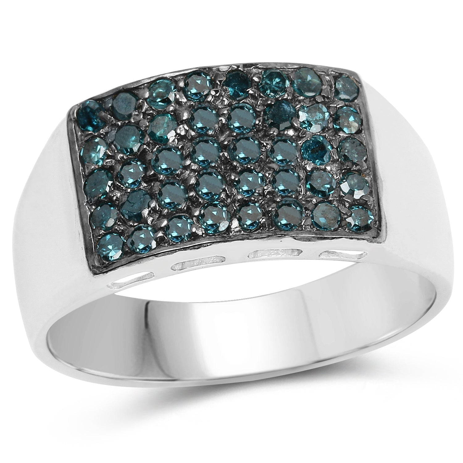 0.48 Carat Genuine Blue Diamond .925 Sterling Silver Ring by Bids.com