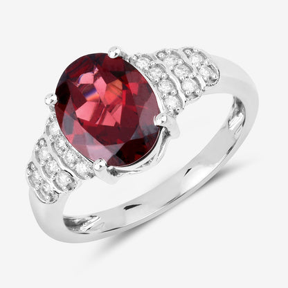 2.87 Carat Genuine Rhodolite and White Diamond 14K White Gold Ring by Bids.com