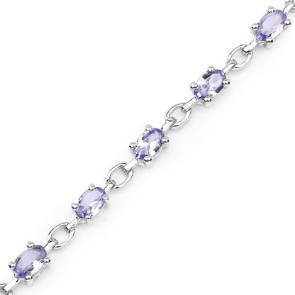 3.12 Carat Genuine Tanzanite .925 Sterling Silver Bracelet  DestGlow