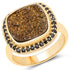 14K Yellow Gold Plated 6.19 Carat Genuine Drusy Quartz and Black Spinel .925 Sterling Silver Ring by Bids.com