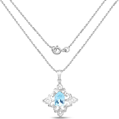 6.10 Carat Genuine Swiss Blue Topaz .925 Sterling Silver Pendant  DestGlow
