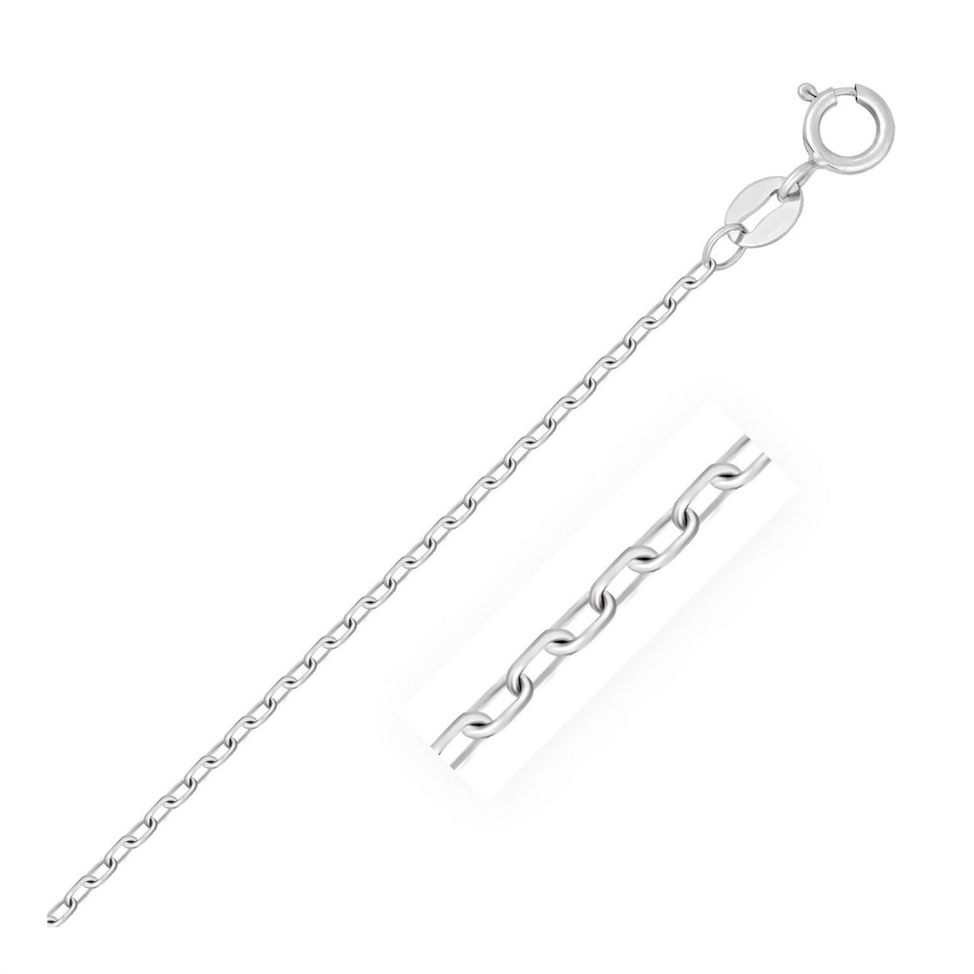 14k White Gold Faceted Cable Link Chain 1.3mm by Bids.com