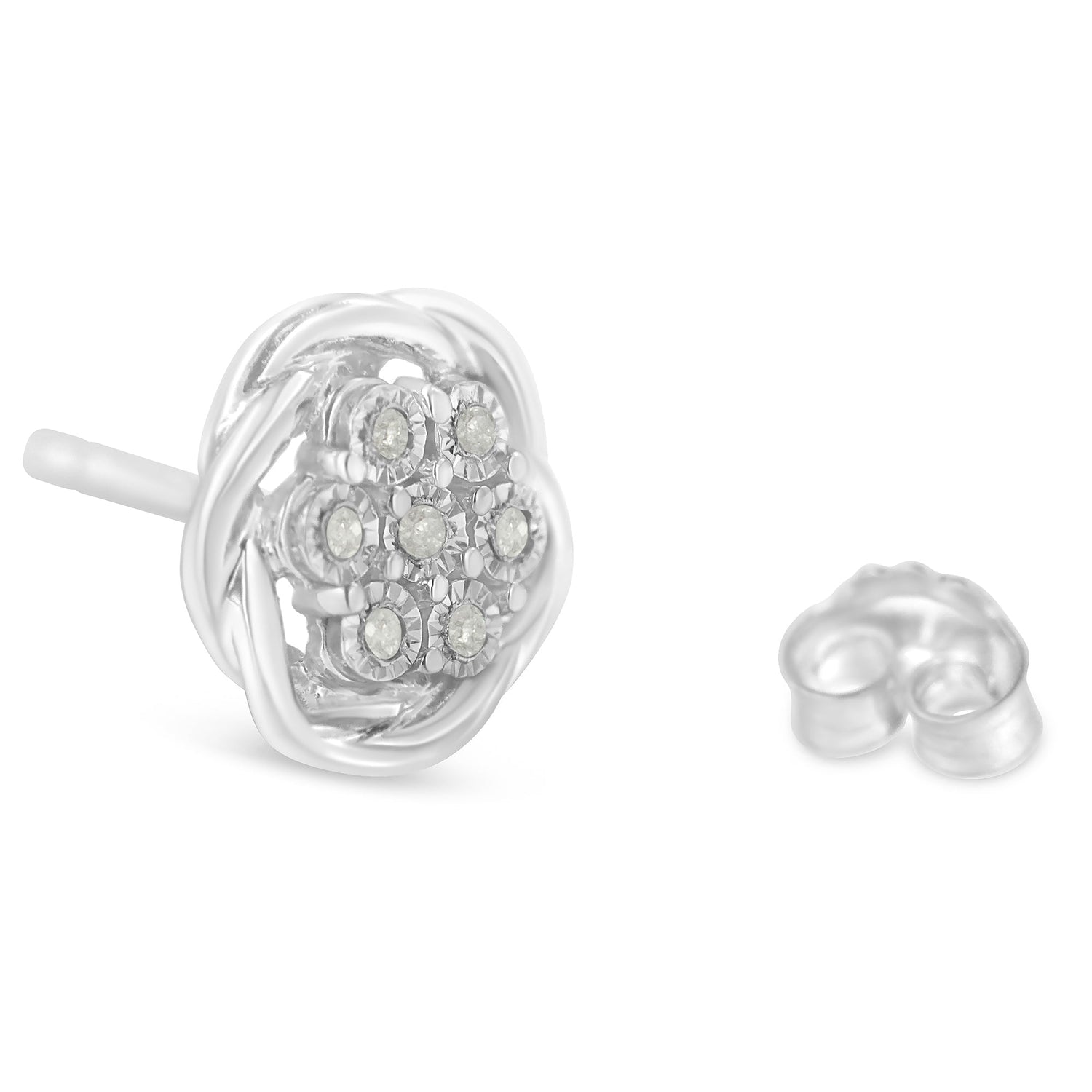 Sterling Silver Diamond Swirl Cluster Stud Earrings (1/6 cttw, I-J Color, I2-I3 Clarity) by Bids.com