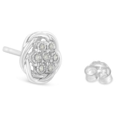 Sterling Silver Diamond Swirl Cluster Stud Earrings (1/6 cttw, I-J Color, I2-I3 Clarity) by Bids.com