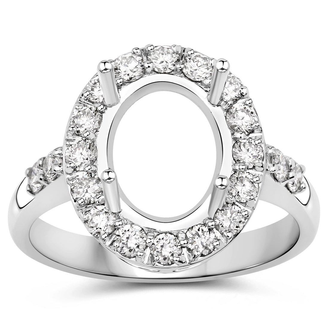 0.60 Carat Genuine White Diamond 14K White Gold Semi Mount Ring - holds 10x8mm Oval Gemstone by Bids.com