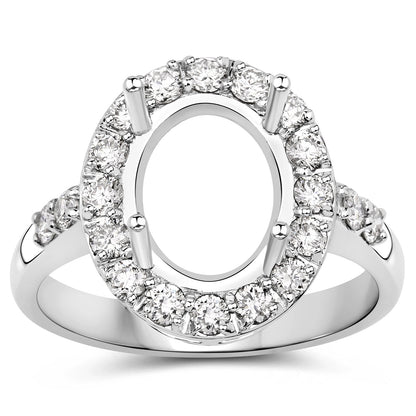 0.60 Carat Genuine White Diamond 14K White Gold Semi Mount Ring - holds 10x8mm Oval Gemstone by Bids.com