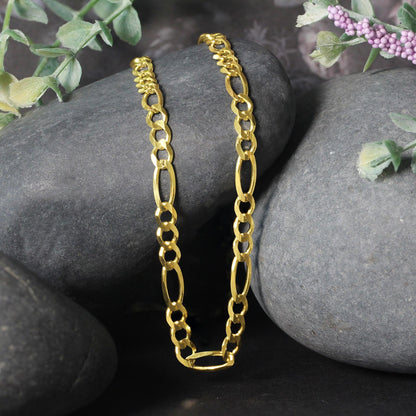 10K Yellow Gold Solid Figaro Chain (4.50 mm) by Bids.com