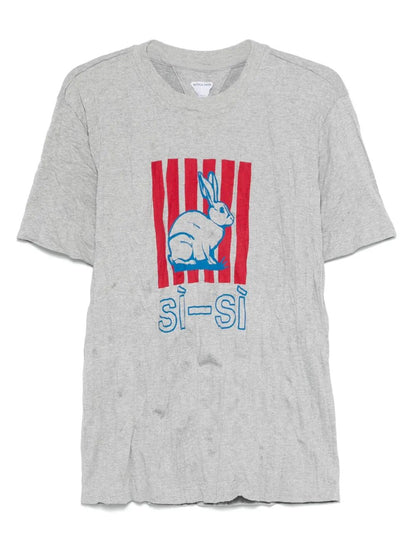 Bottega Veneta Men Graphic Rabbit-Print Crushed Cotton Jersey T-Shirt by Luosophy