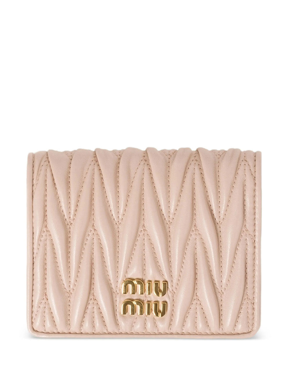 Miu Miu Women Small Matelassé Nappa Leather Wallet With Snap Closure by Luosophy