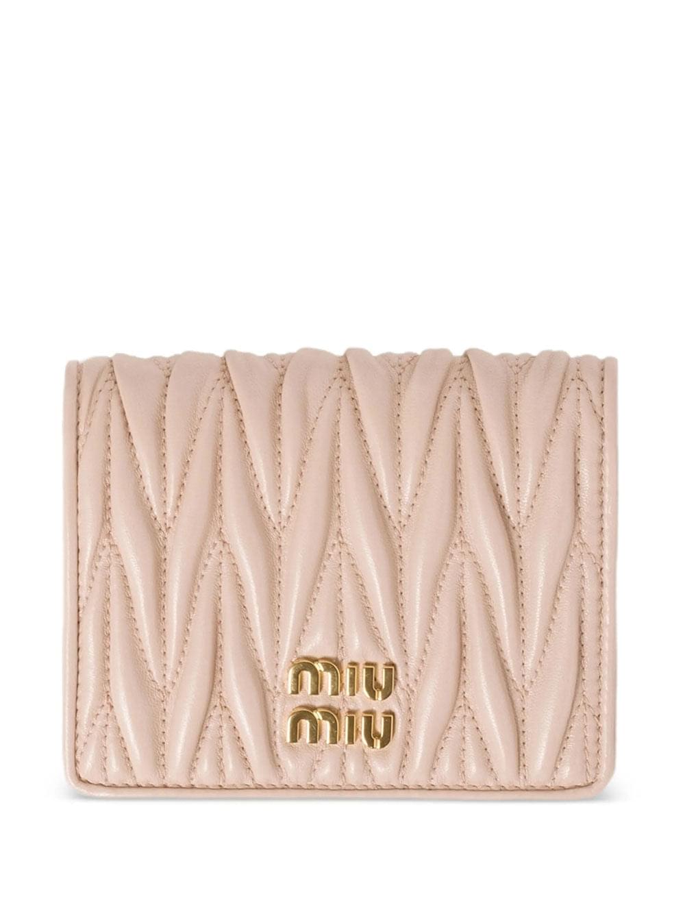 Miu Miu Women Small Matelassé Nappa Leather Wallet With Snap Closure