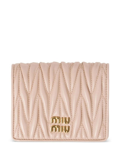 Miu Miu Women Small Matelassé Nappa Leather Wallet With Snap Closure