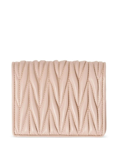 Miu Miu Women Small Matelassé Nappa Leather Wallet With Snap Closure