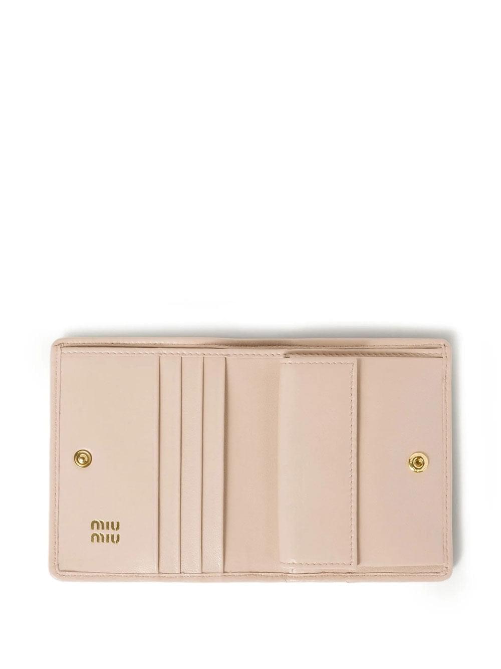 Miu Miu Women Small Matelassé Nappa Leather Wallet With Snap Closure
