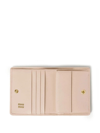 Miu Miu Women Small Matelassé Nappa Leather Wallet With Snap Closure
