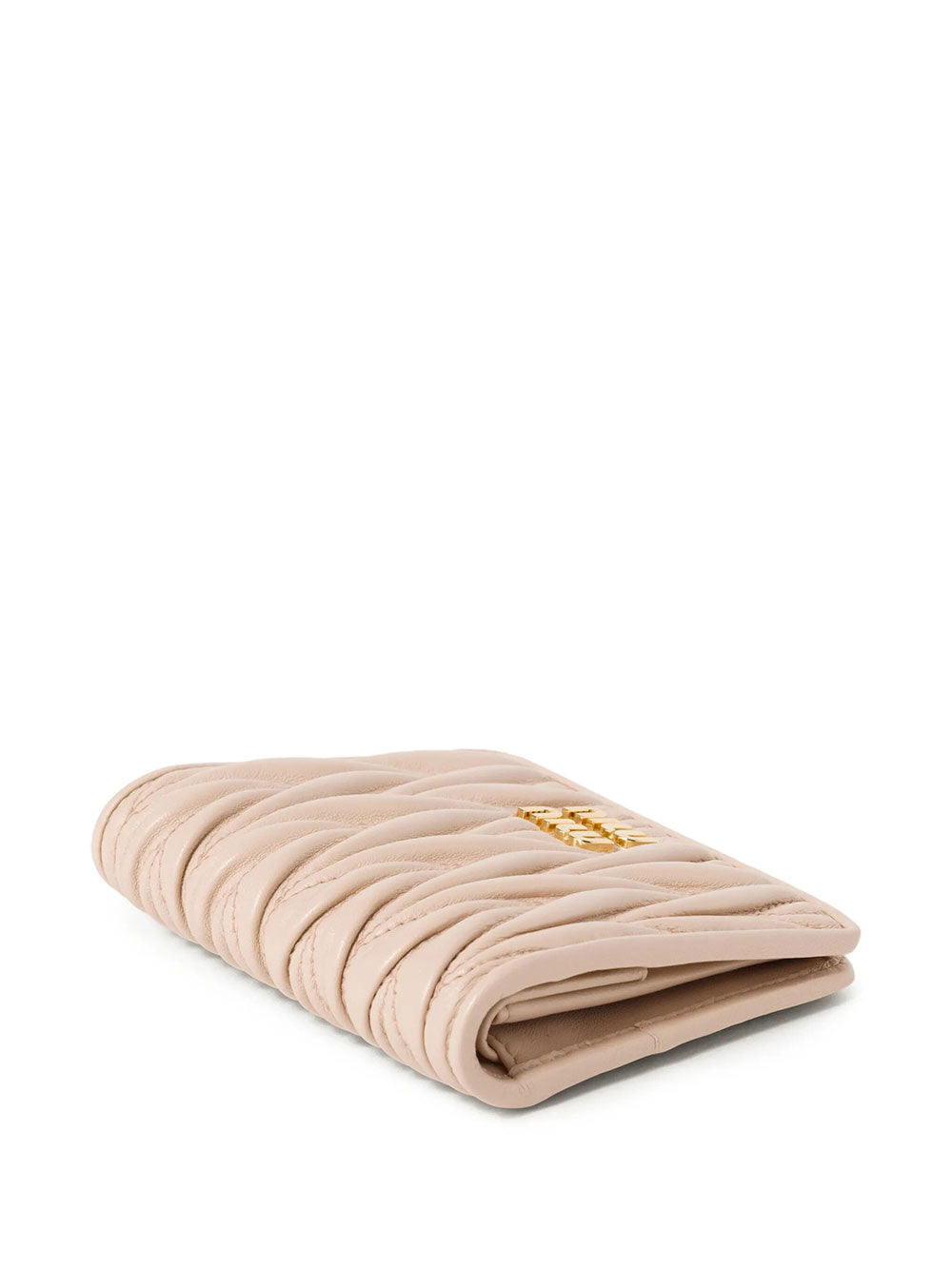 Miu Miu Women Small Matelassé Nappa Leather Wallet With Snap Closure by Luosophy