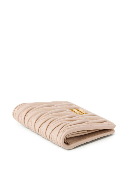 Miu Miu Women Small Matelassé Nappa Leather Wallet With Snap Closure by Luosophy