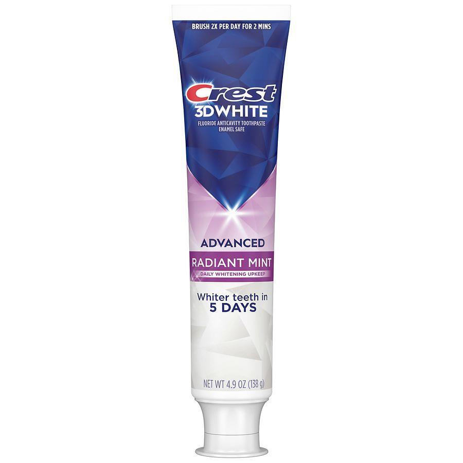 Crest 3D White Advanced Teeth Whitening Toothpaste Radiant Mint 4.9 oz 