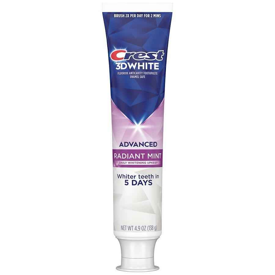 Crest 3D White Advanced Teeth Whitening Toothpaste Radiant Mint 4.9 oz