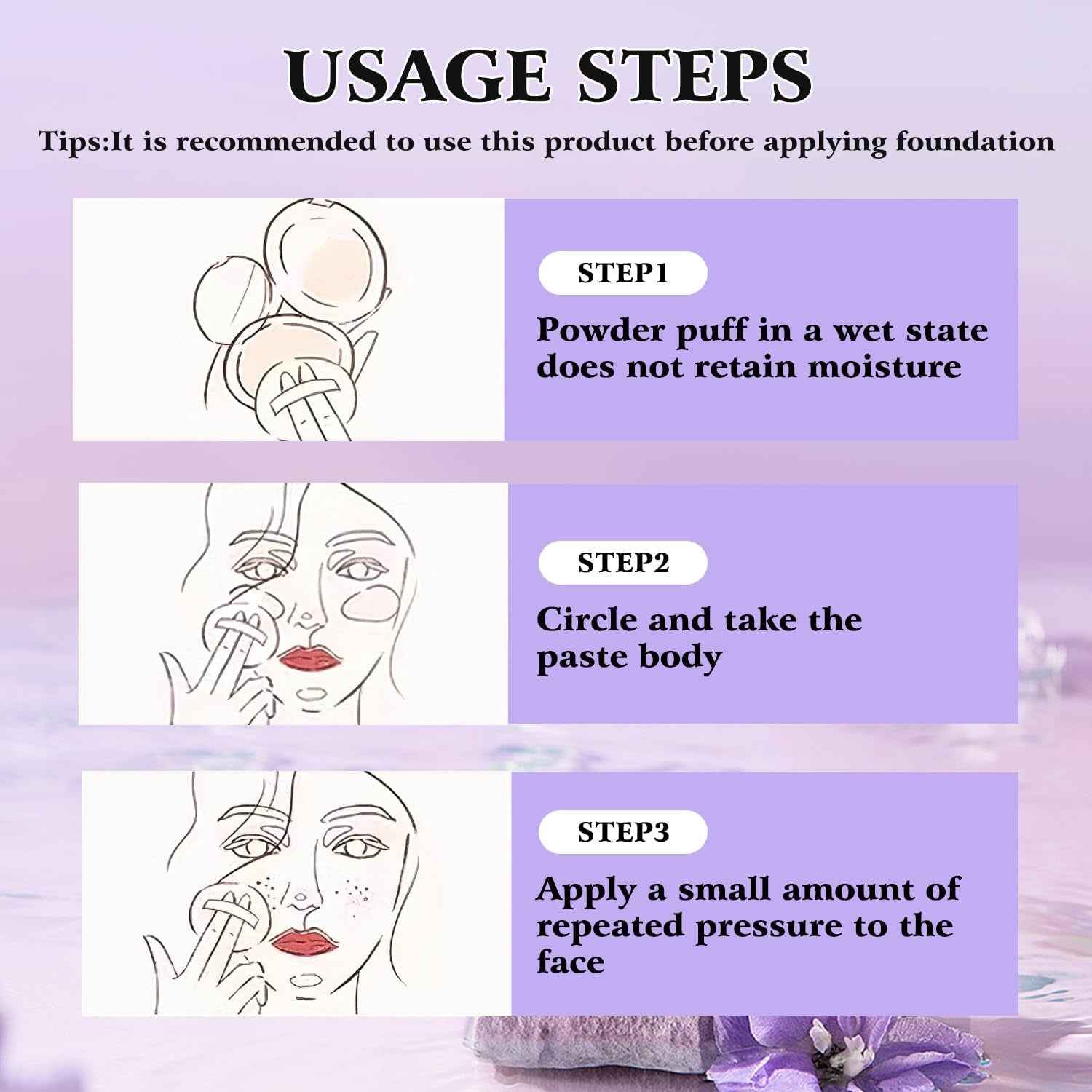 Gel-Like Formula Oil-Control Primer &amp; Setting Powder, Polvos Compactos Matte Powder for Silky Blurring Oil Control, Lavender Blurring Powder