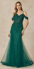 Juliet 281 Long Fully Mesh Gown Off the Shoulder Sleeves Mermaid Skirt by DiscountDressShop