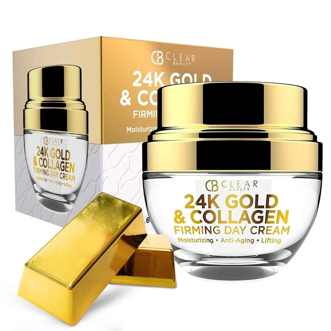 24K Gold &amp; Collagen Daily Face Moisturizer - Dermatologist Tested, Reduces Fine Lines, Anti-Aging, Clean Beauty, Cruelty-Free Korean Skincare, All Skin Types - 1.69 Oz
