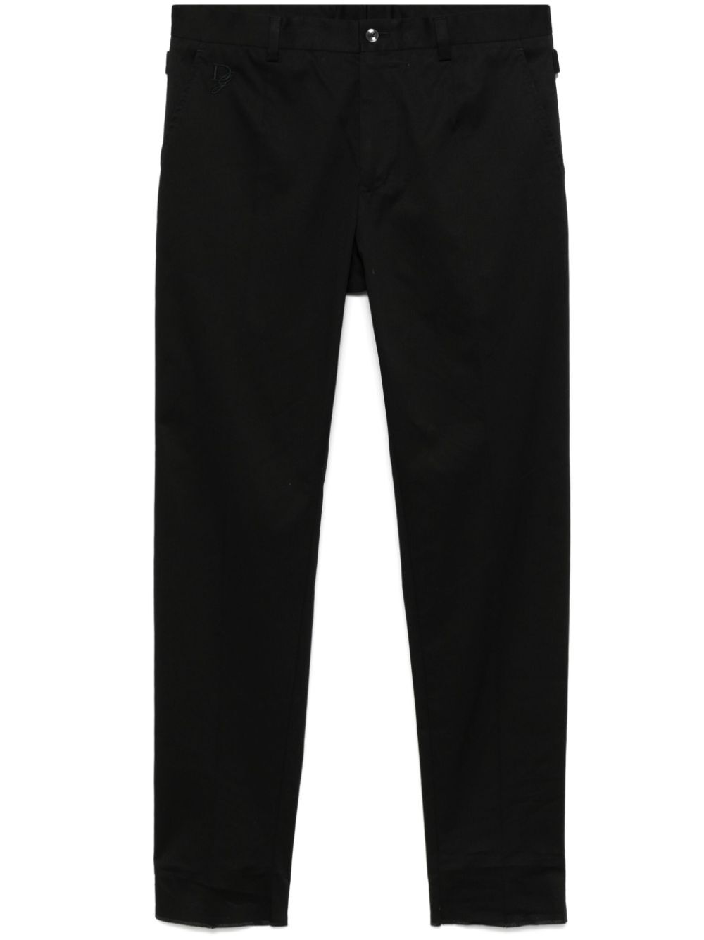 Dolce &amp; Gabbana Men Logo-Embroidered Tapered Leg Cotton Trousers 