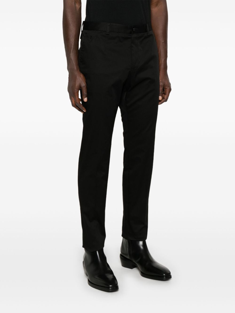 Dolce &amp; Gabbana Men Logo-Embroidered Tapered Leg Cotton Trousers 