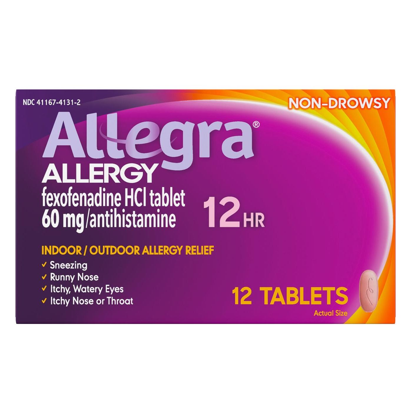 Allegra Adult Non-Drowsy Allergy Relief, 12 Hour (60mg), 12 Tablets by Pasteur Pharmacy