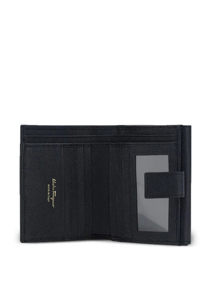 Ferragamo Women Hammered Leather Gold Gancini Compact Wallet by Luosophy