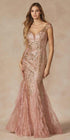 Juliet 286 Floor Length Feather Skirt Embellished Fitted Prom Dress by DiscountDressShop