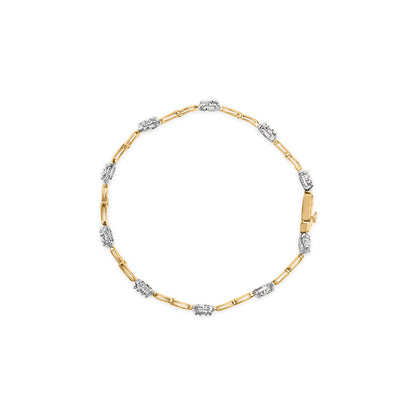 10K White and Yellow Gold 1.00 Cttw Diamond Oval Shaped Cluster Link Bracelet (I-J Color, SI2-I1 Clarity) - 7" Inches by Bids.com