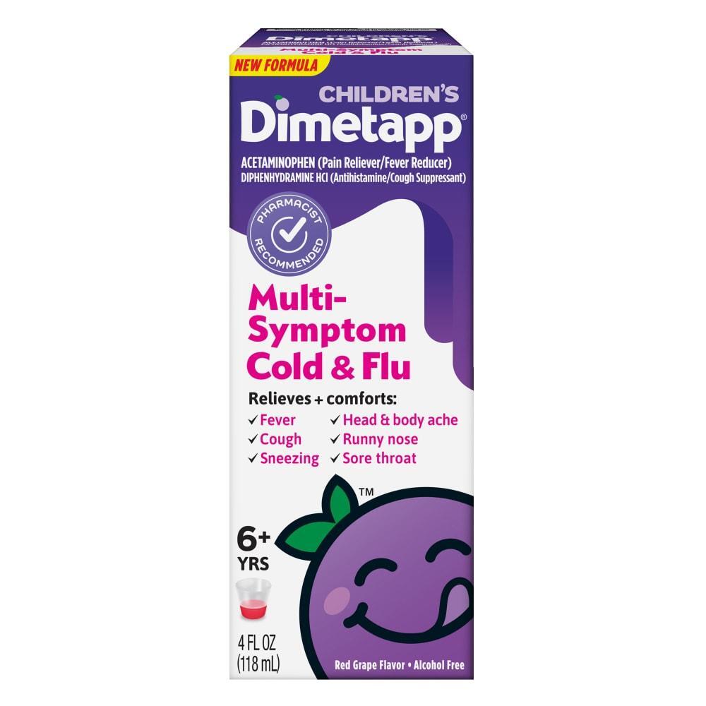 Dimetapp Cold &amp; Flu, Multi Symptom, Red Grape Flavor, Children&