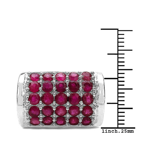 3.01 Carat Genuine Ruby &amp; White Diamond .925 Sterling Silver Ring by Bids.com