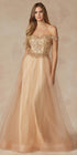 Juliet 287 Long Off the Shoulder Beaded Top A-Line Prom Dress by DiscountDressShop
