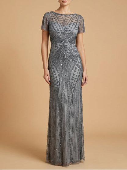 Lara 28856 - Beaded Flutter Sleeve Gown by Lara New York