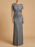 Lara 28856 - Beaded Flutter Sleeve Gown by Lara New York