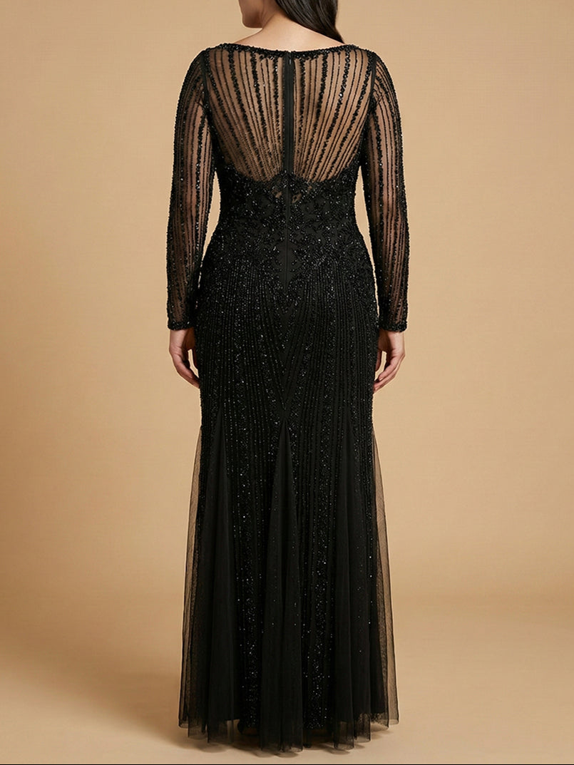 Lara High Neck Beaded Gown by Lara New York