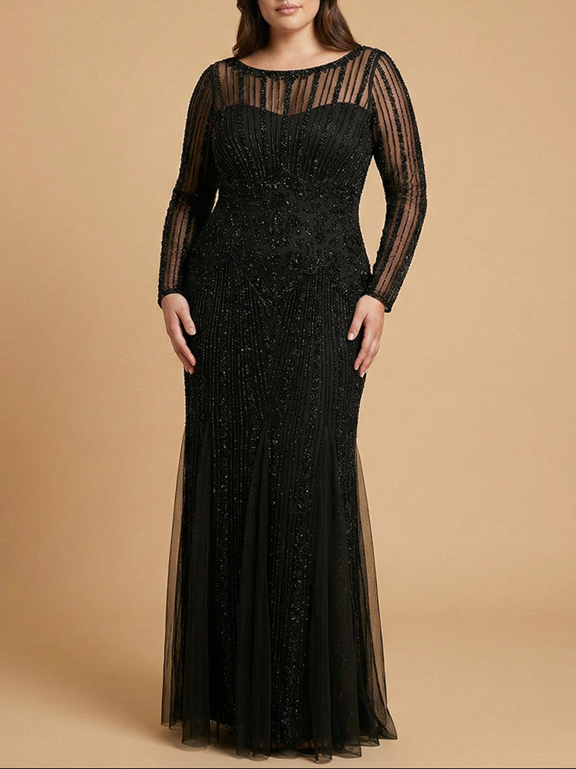 Lara High Neck Beaded Gown by Lara New York