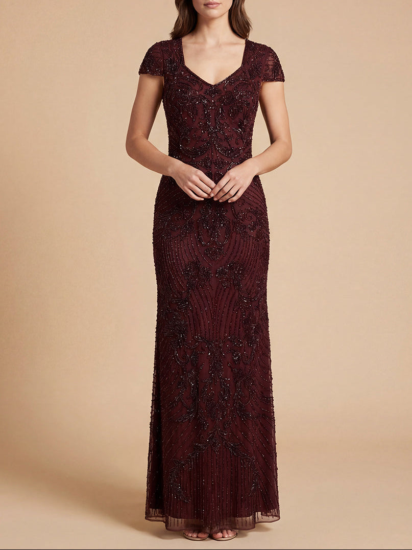 Beaded Cap Sleeve Gown | Lara 28863 by Lara New York