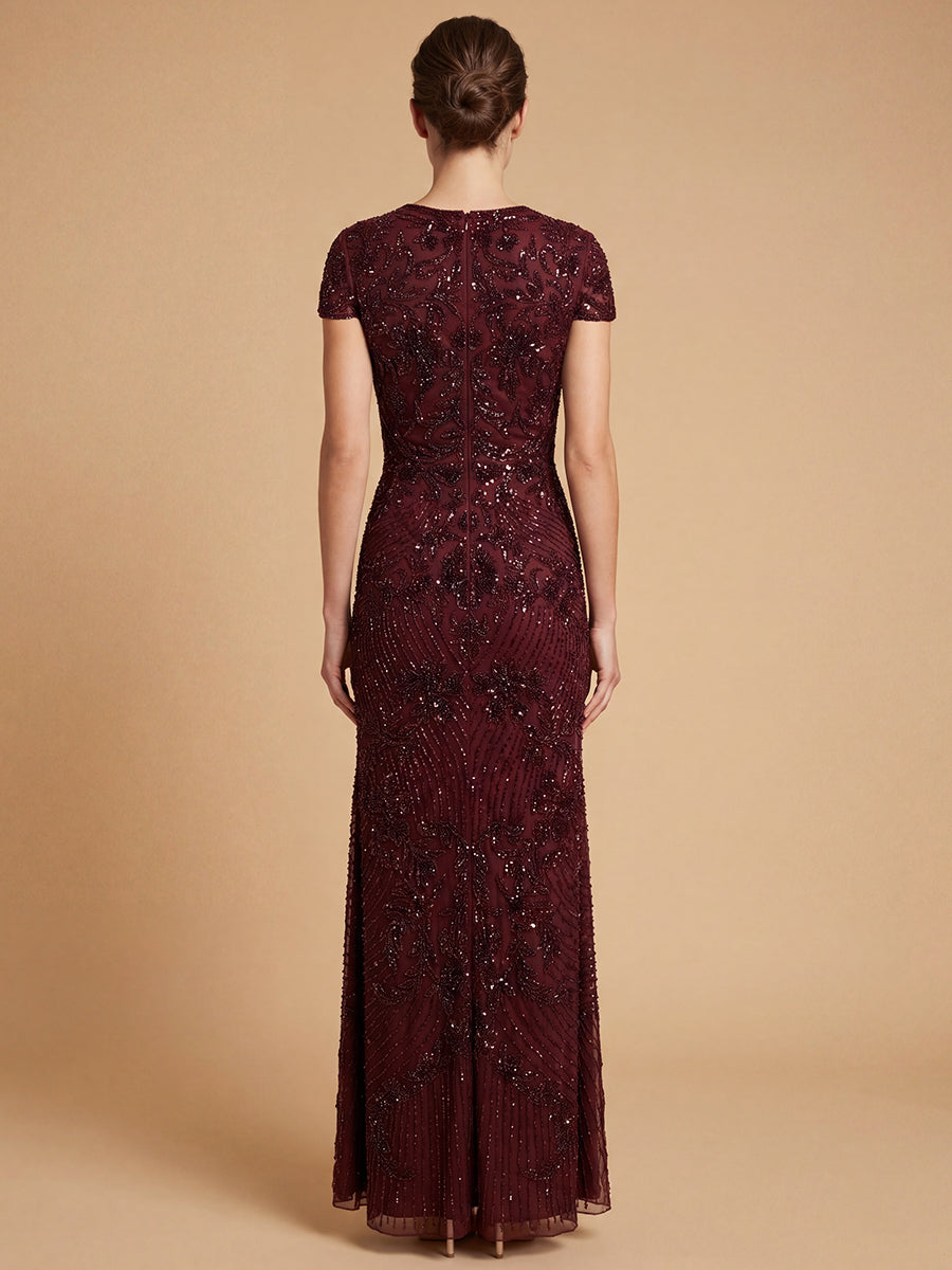 Beaded Cap Sleeve Gown | Lara 28863 by Lara New York
