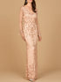 Beaded Long Sleeve V-neck Gown by Lara New York