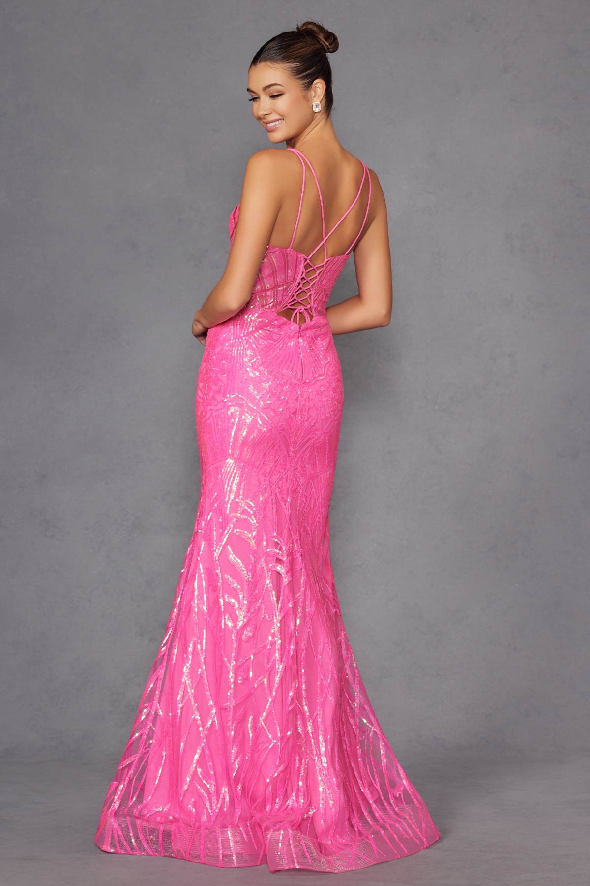 Juliet JT2886C Strapless Sweetheart Corset Sequin Fitted Gown by DiscountDressShop