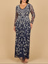 Lara 28870- Long Sleeve Contrast Beaded Gown by Lara New York