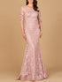 Short Sleeve Lace Mermaid Gown by Lara New York